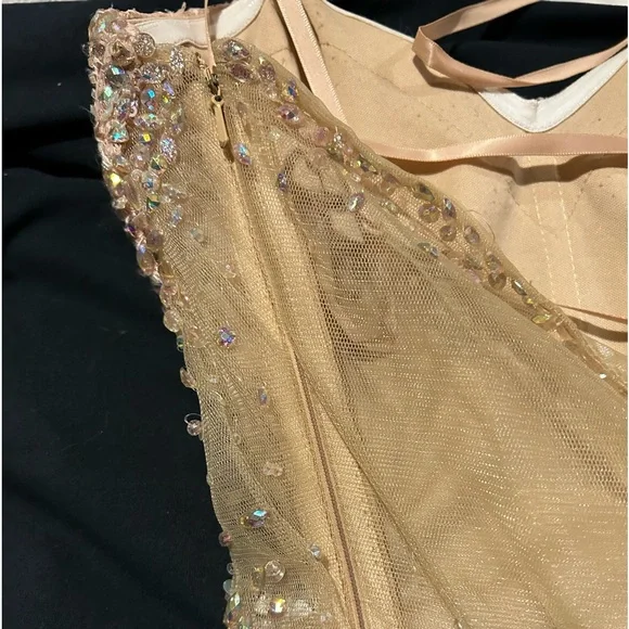 Light pink spaghetti strap beaded prom dress, size 4 - Picture 6 of 8